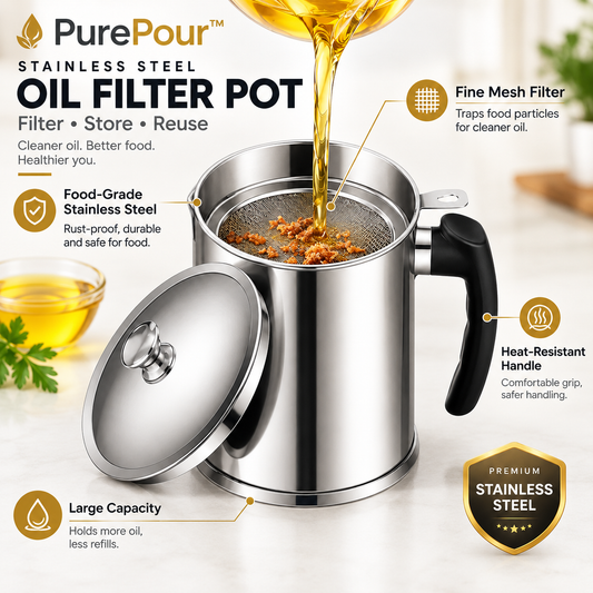 PurePour™ Stainless Steel Oil Filter Pot