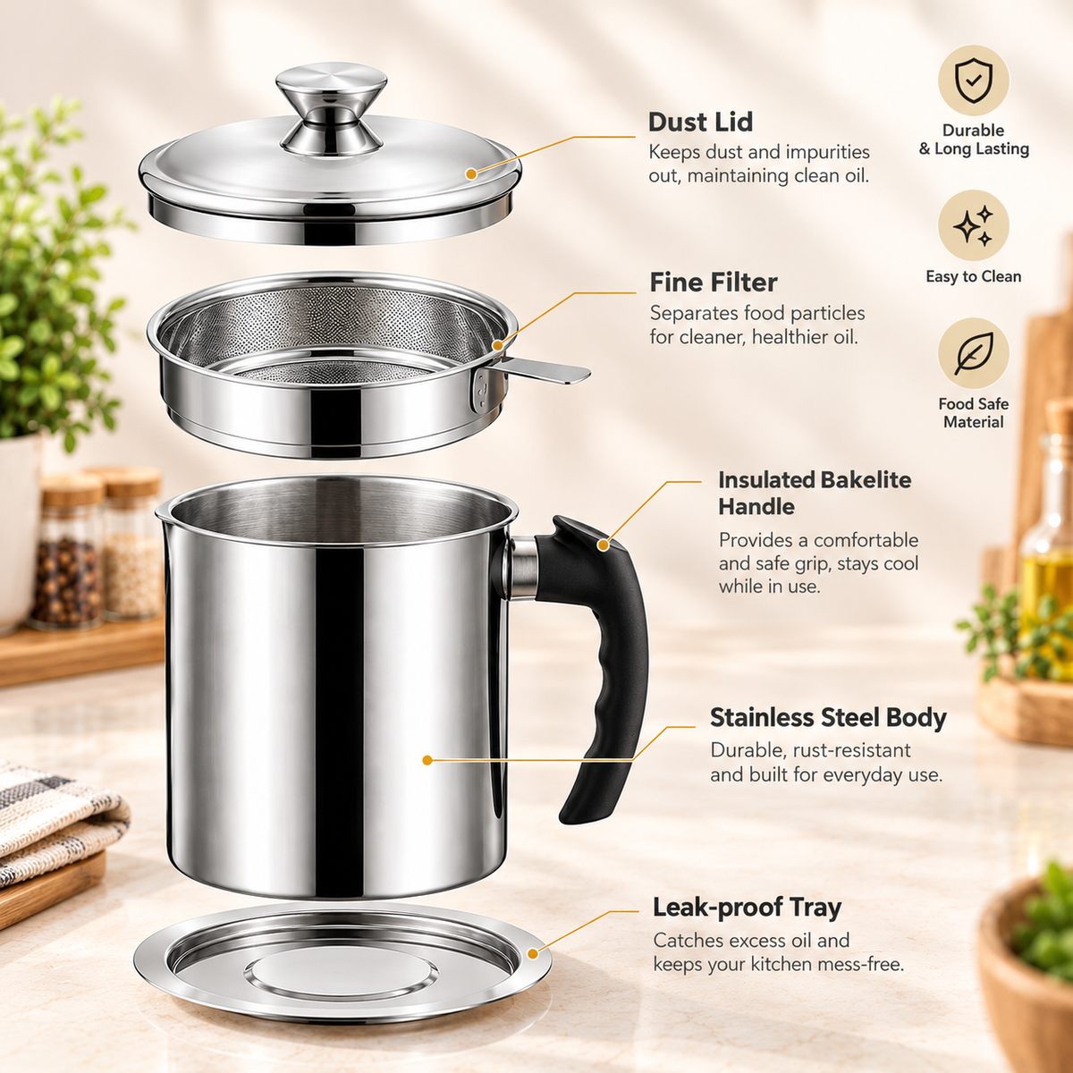 PurePour™ Stainless Steel Oil Filter Pot