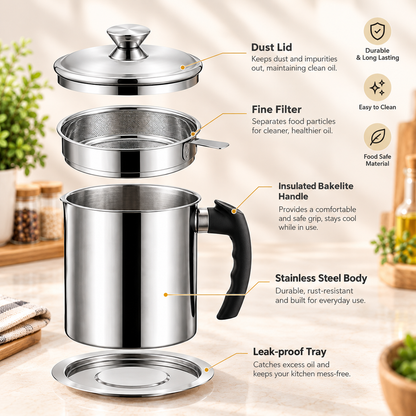 PurePour™ Stainless Steel Oil Filter Pot
