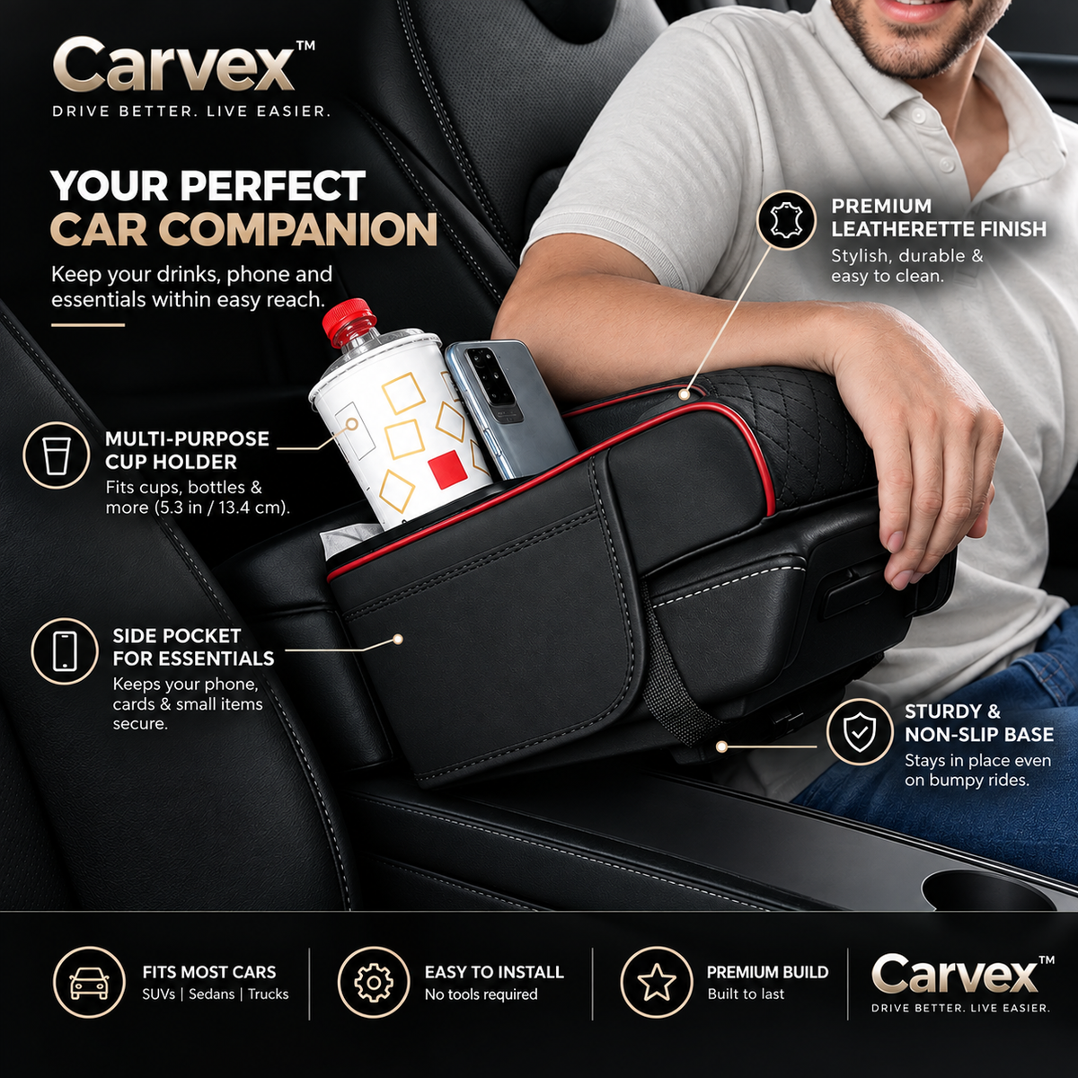 Carvex™ – 5-in-1 Multi-Function Armrest Cushion